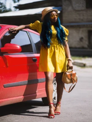 Robe courte jaune femme-K Rosée Dorée